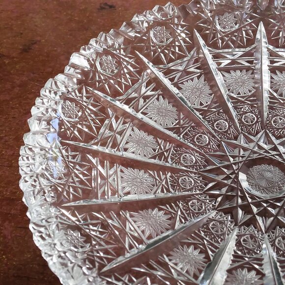 3 Vintage American Brilliant Hand Cut Crystal Lace and Hobstar Trinket Dishes - Picture 12 of 13